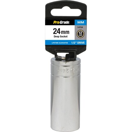Pro-Grade Tools 1/2" Dr. 12 Pt. 24Mm Deep Socket 14724